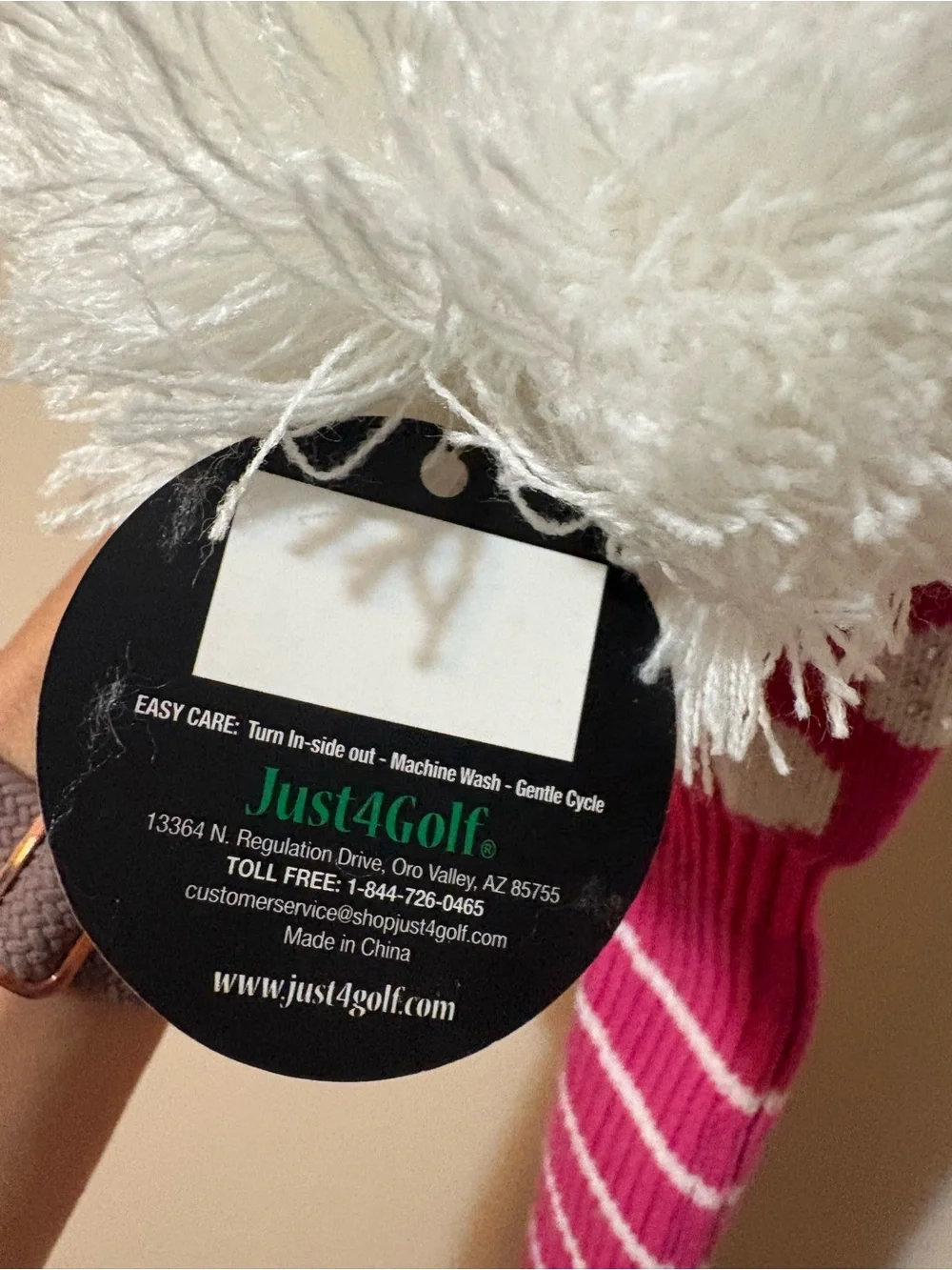 Golf Pink & White Dot Knit Headcover Just4Golf NWT
